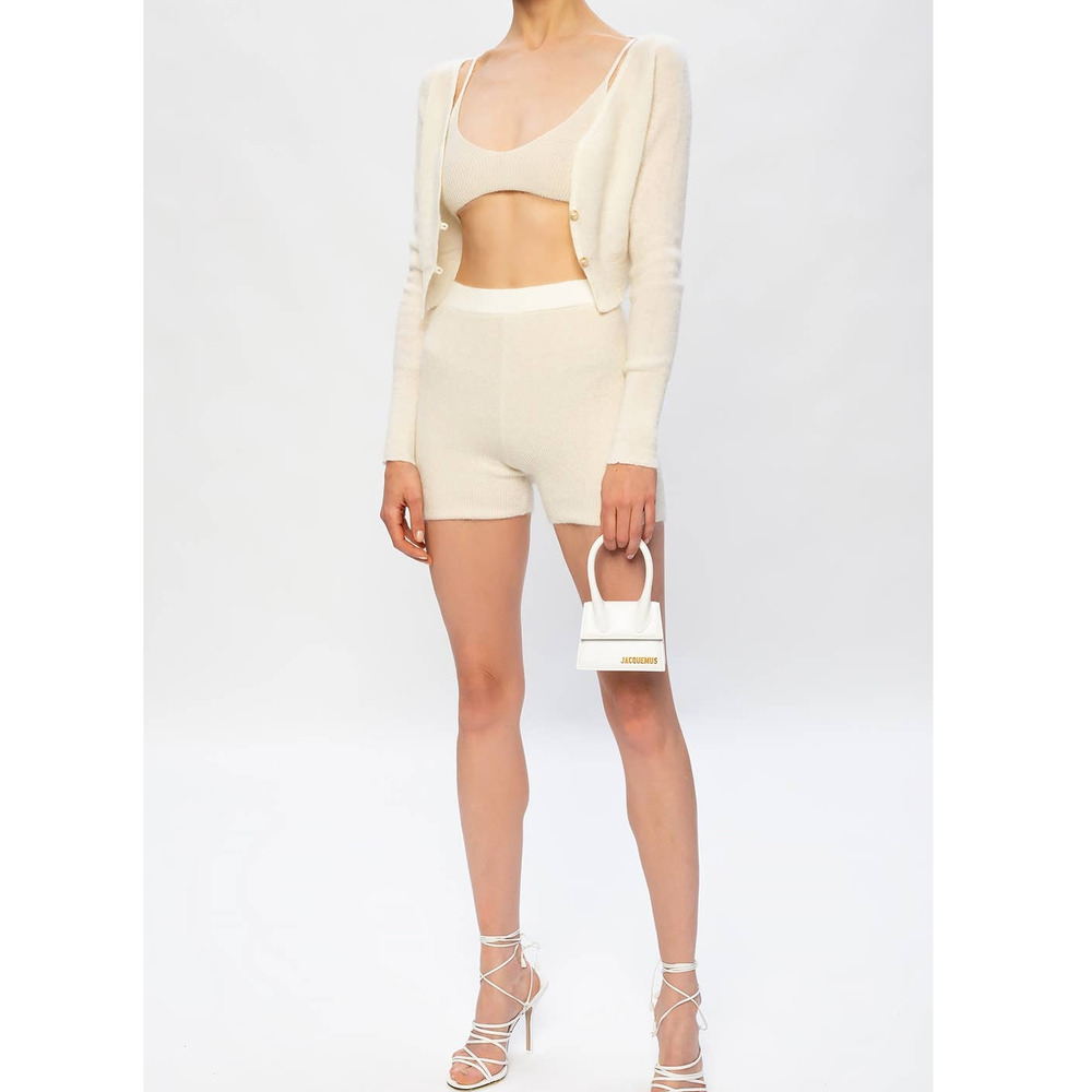Jacquemus Cream Knit High-Waist Shorts